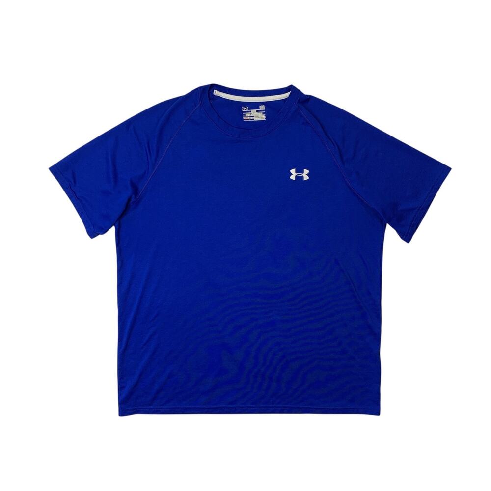 Under Armour Shirt Mens L Large Royal Loose HeatGear Short Sleeve Activewear Tee